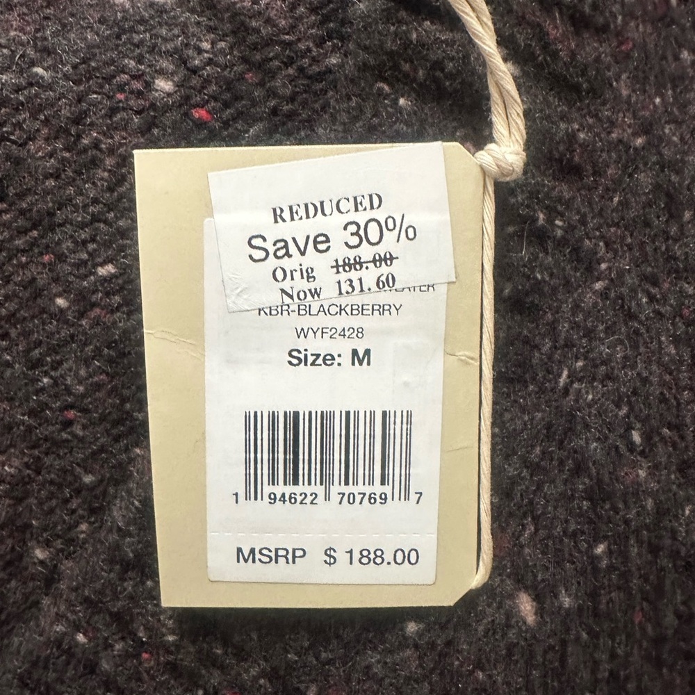 Faherty Driftwood Donegal Merino Wool BlackBerry V-Neck Sweater - Picture 8 of 10